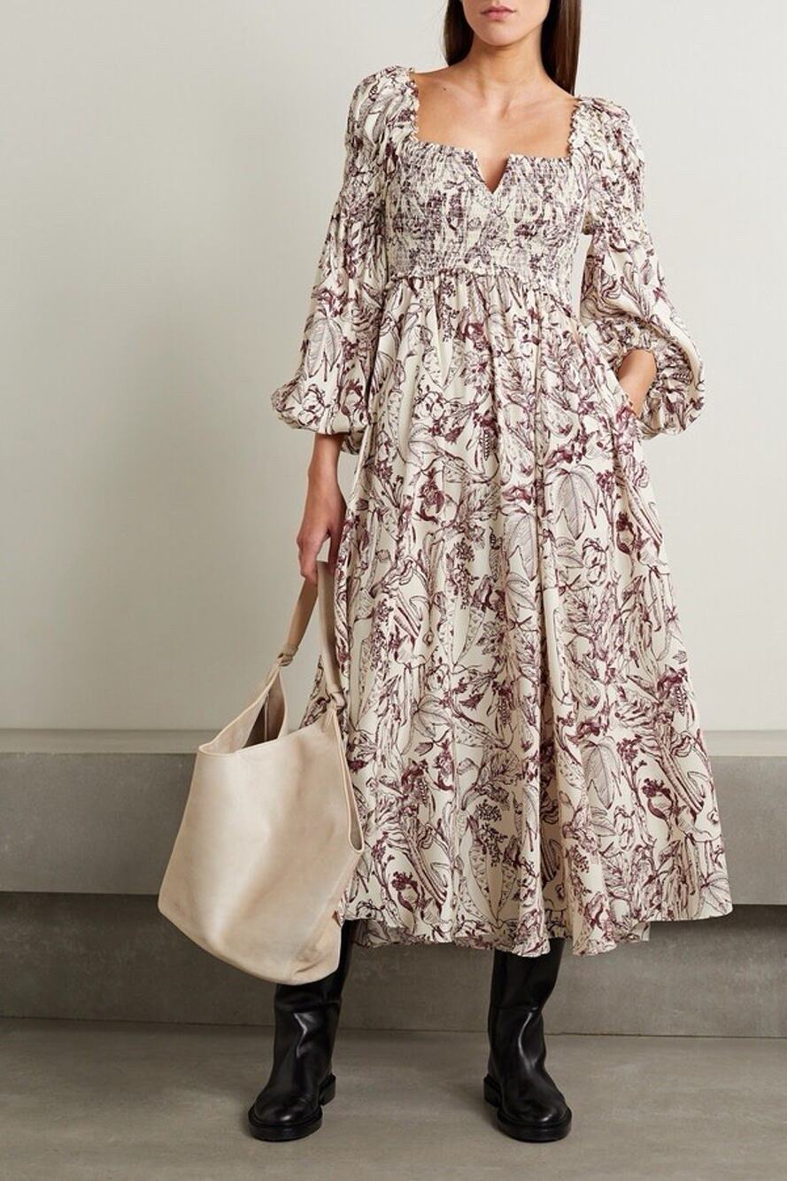 La Ligne Bettina Silk Smock Maxi Dress Multicolor Size Small EUC
